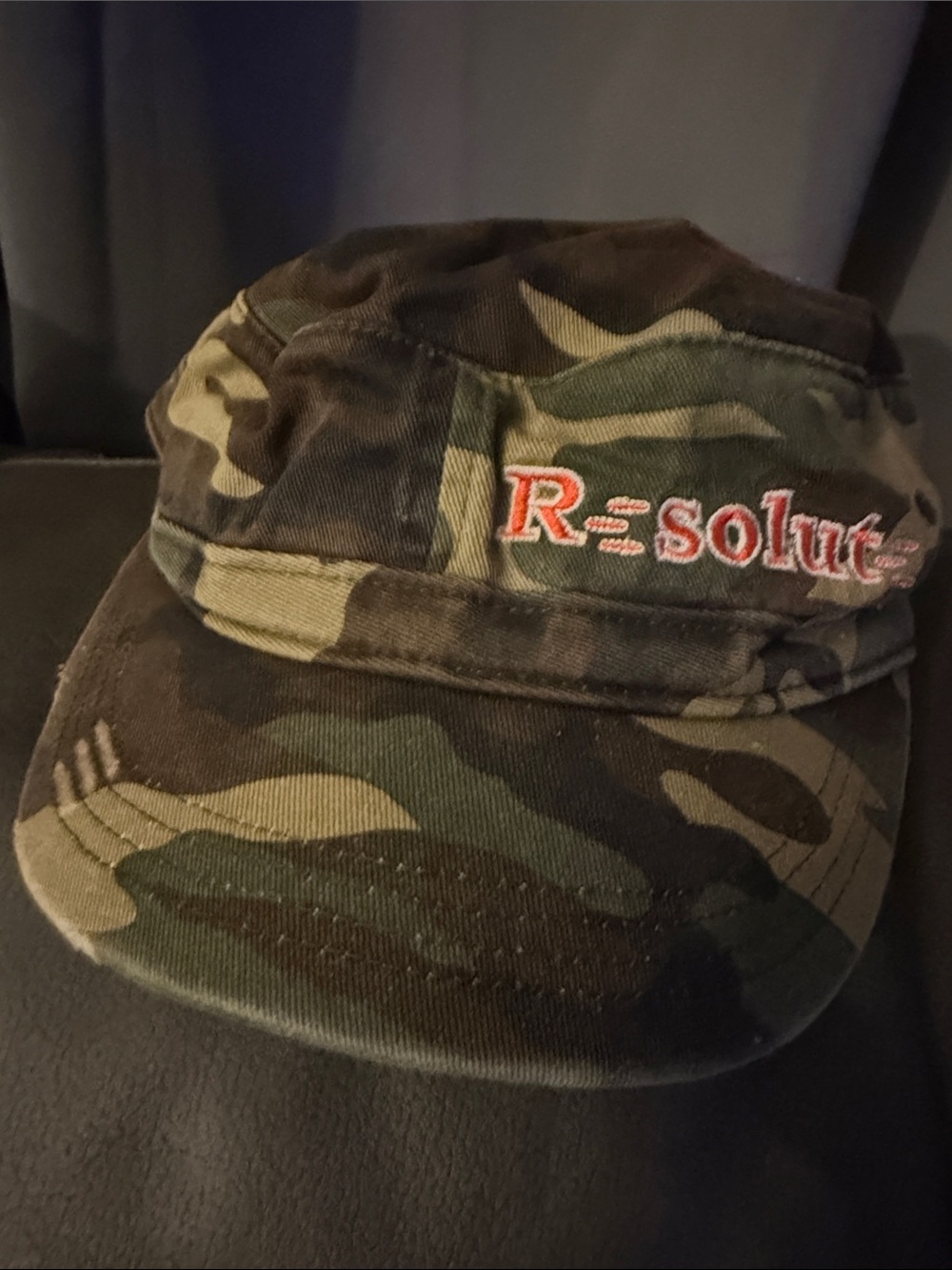 District Camouflage Military Cap with Red Embroidered Logo
